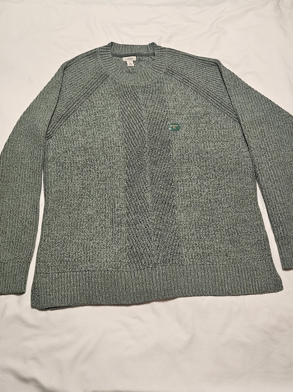 L.L. Bean Women's Mariner Shaker Crewneck Green Preppy Cozycore Sweater Size XL - Picture 2 of 9